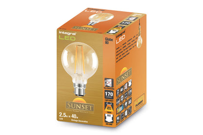 SUNSET GLOBE G80 B22 170LM 2.5W 1800K NON-DIMM 300 BEAM AMBER INTEGRAL - ILGLOBB22N002