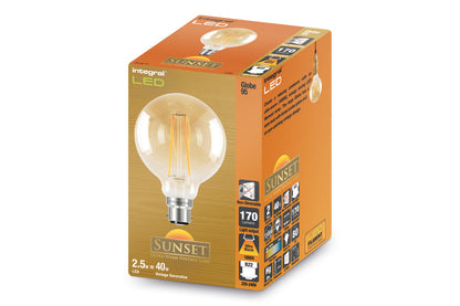 SUNSET GLOBE G95 B22 170LM 2.5W 1800K NON-DIMM 300 BEAM AMBER INTEGRAL - ILGLOBB22N004