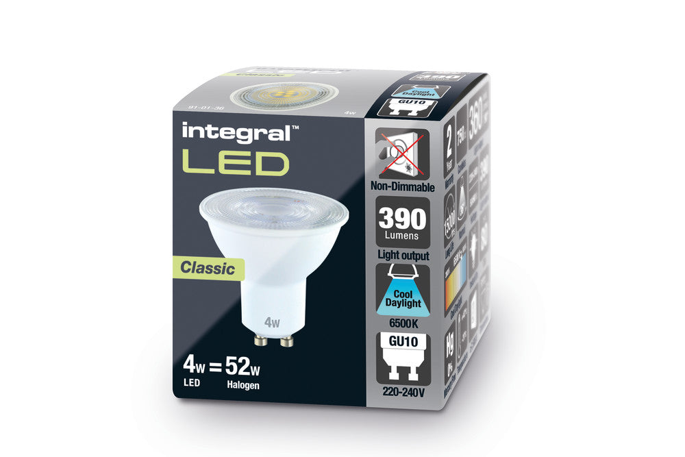 GU10 BULB 420LM 3.4W 6500K NON-DIMM 36 BEAM INTEGRAL - ILGU10NG104