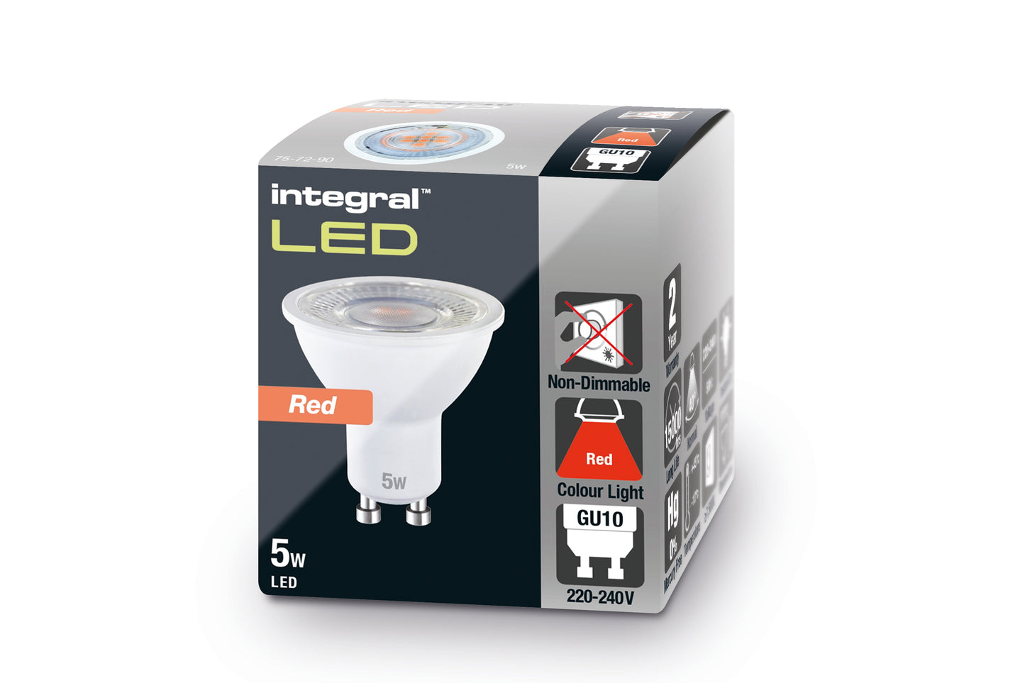 GU10 BULB 5W RED NON-DIMM 40 BEAM INTEGRAL - ILGU10NH106