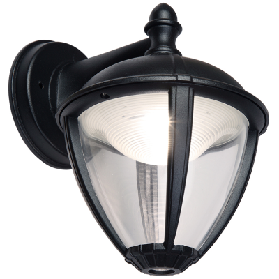 Lantern, LED Wall 3000K 330lm IP44, c/w Clear Glass Diffuser