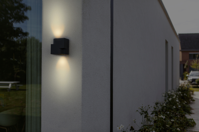 Wall Light, Marbo LED 2xGU10 IP44, c/w Clear Glass Diffuser