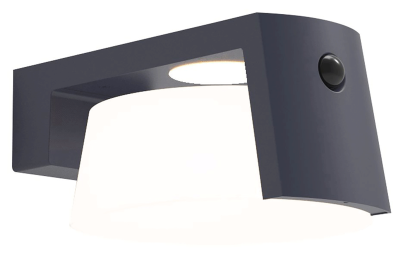 Wall Light, Moon Intgrtd LED IP44 PIR, c/w Opal Polycarbonate Diffuser