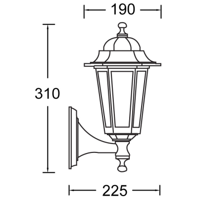 Lantern, Corniche Wall Lantern IP44, c/w Clear Glass Diffuser