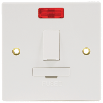 Connection Unit, DP Switched Fused c/w Flex Outlet, c/w Neon
