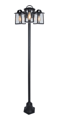 Bollard, Kelsey Large 3 Lamp Post E27, c/w Clear Glass Diffuser No Lamp