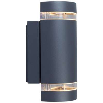 Wall Light, GU10 Bidirectional IP44, c/w Clear PC/Glass Diffuser