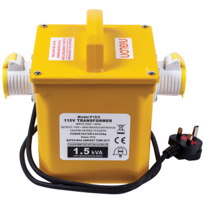 Transformer, Portable Site IP44, c/w 2m Lead & 13A Plug & GRP Case