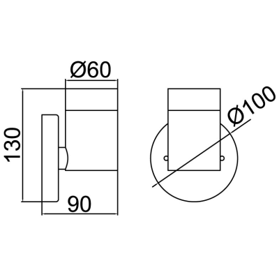 Wall Light, Rado Up/Down Wall IP44, No Lamp c/w Clear Glass Diffuser