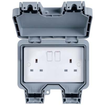 Hurricane - Socket, 2 Gang (2G) DP Switched IP66