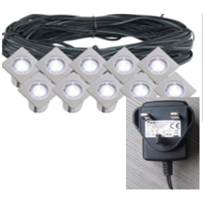 Groundlight, Square LED Deck 4000K IP67, c/w Clear Polycarbonate Diffuser