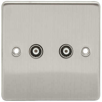 Premium Edge - Socket, 2 Gang (2G) TV/FM Isolated Grey Insert