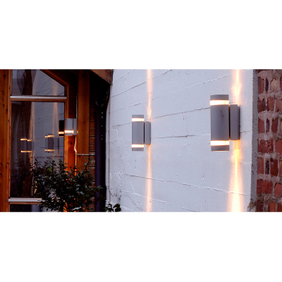 Wall Light, GU10 Bidirectional IP44, c/w Clear PC/Glass Diffuser