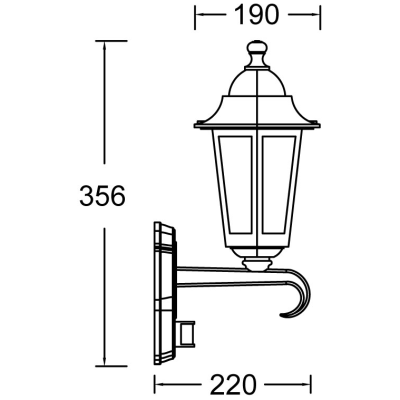Lantern, Corniche Wall Lantern IP44, c/w Clear Glass Diffuser