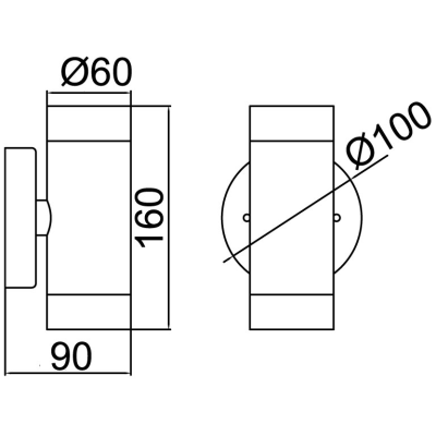 Wall Light, Rado Blk Up/Down GU10 IP44