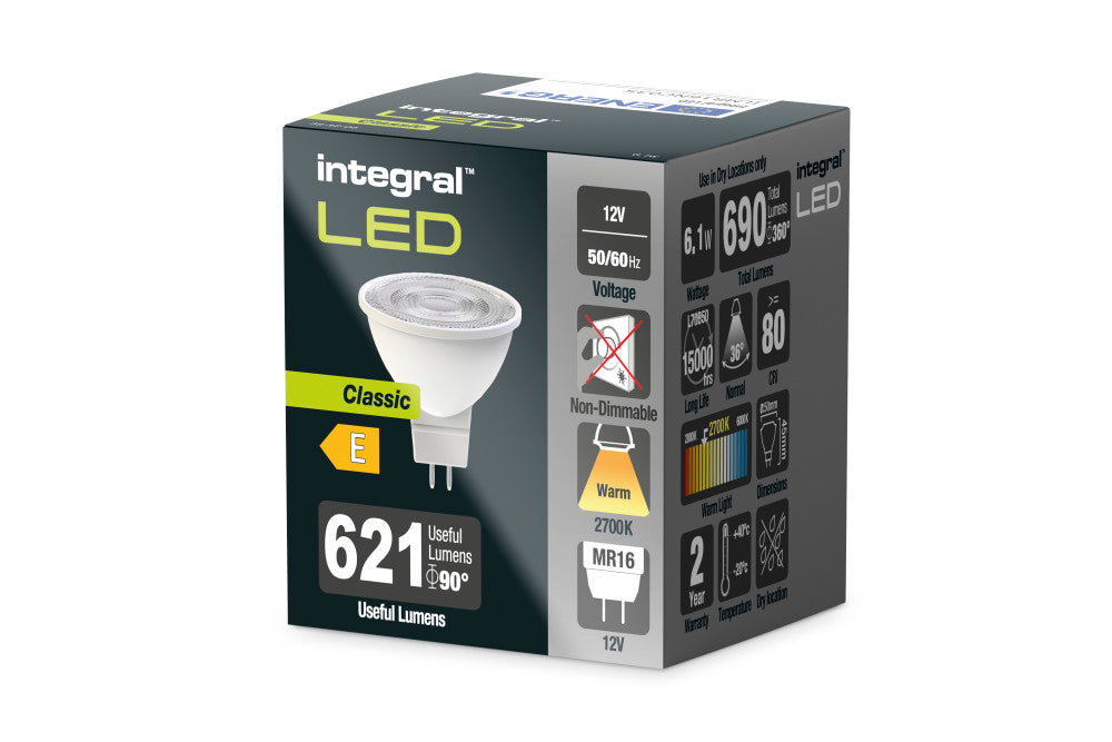 CLASSIC MR16 BULB GU5.3 690LM 6.1W 2700K NON-DIMM 36 BEAM INTEGRAL - ILMR16NC035