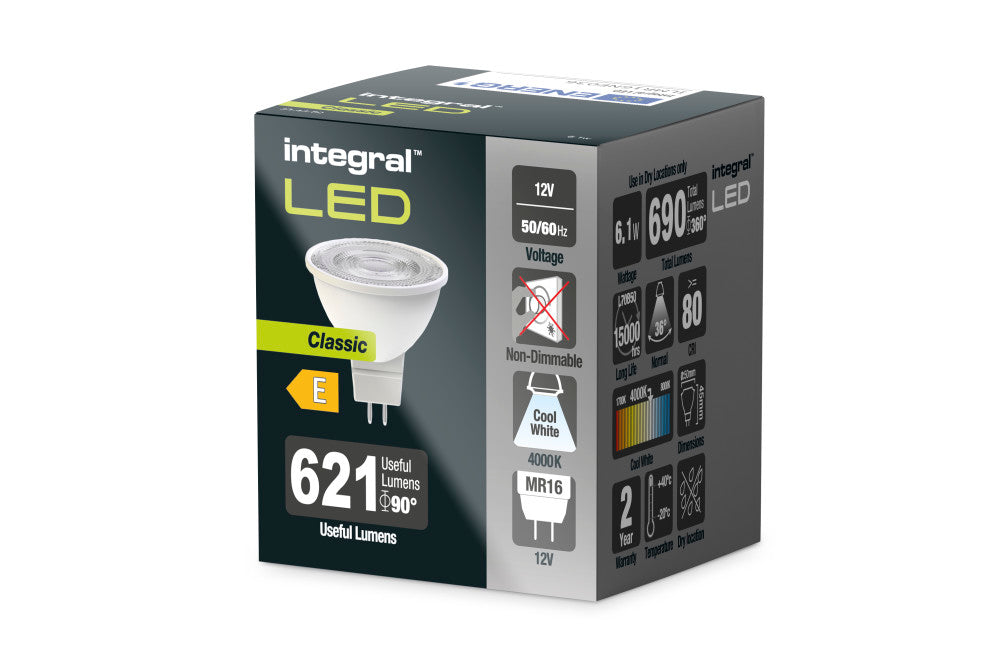 CLASSIC MR16 BULB GU5.3 690LM 6.1W 4000K NON-DIMM 36 BEAM INTEGRAL - ILMR16NE036