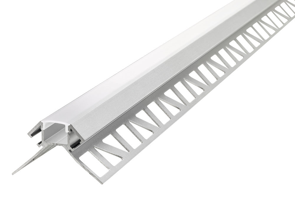 PROFILE ALUMINIUM CORNER SURFACE MOUNT 2M FROSTED DIFFUSER FOR IP65 12MM WIDTH STRIP INCLUDE 2 ENDCAPS INTEGRAL - ILPFC161