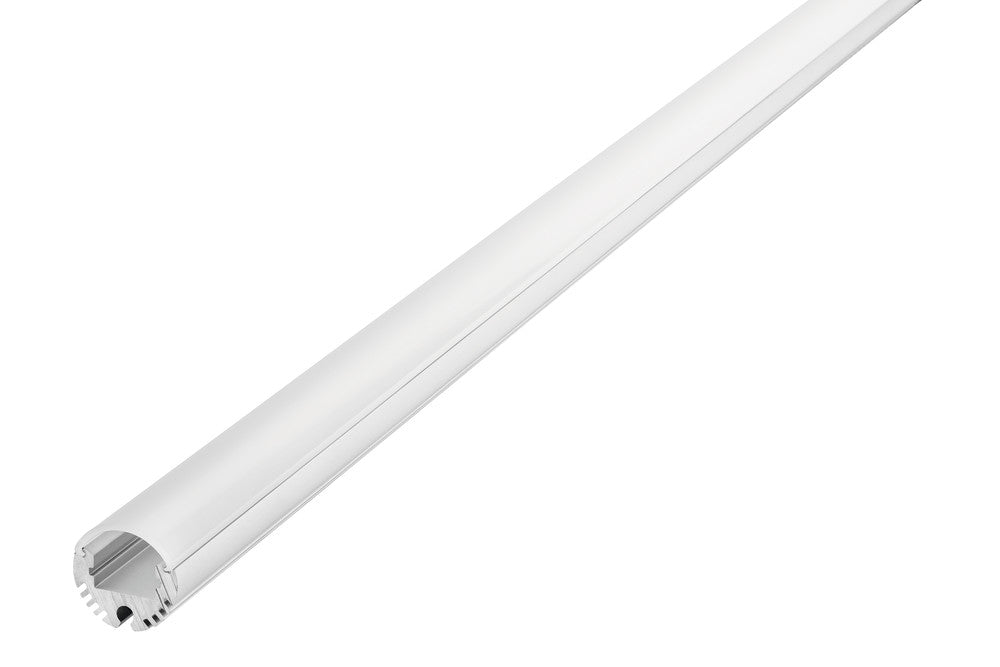 PROFILE ALUMINIUM ROUND 2M FROSTED DIFFUSER 20.8MM DIA FOR IP65 12MM WIDTH STRIP INCLUDE 2 ENDCAPS AND 4 MOUNTING BRACKETS INTEGRAL - ILPFO128