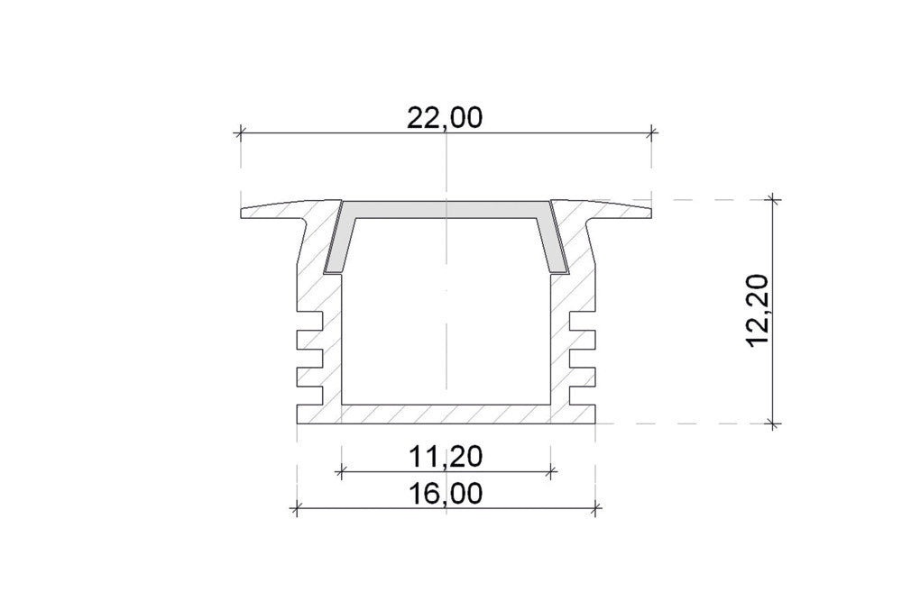 PROFILE ALUMINIUM RECESSED 2M CLEAR SLIDE-IN DIFFUSER FOR IP65 10MM WIDTH STRIP INTEGRAL - ILPFR023