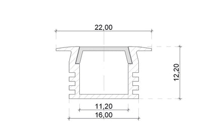 PROFILE ALUMINIUM RECESSED 2M CLEAR SLIDE-IN DIFFUSER FOR IP65 10MM WIDTH STRIP INTEGRAL - ILPFR023