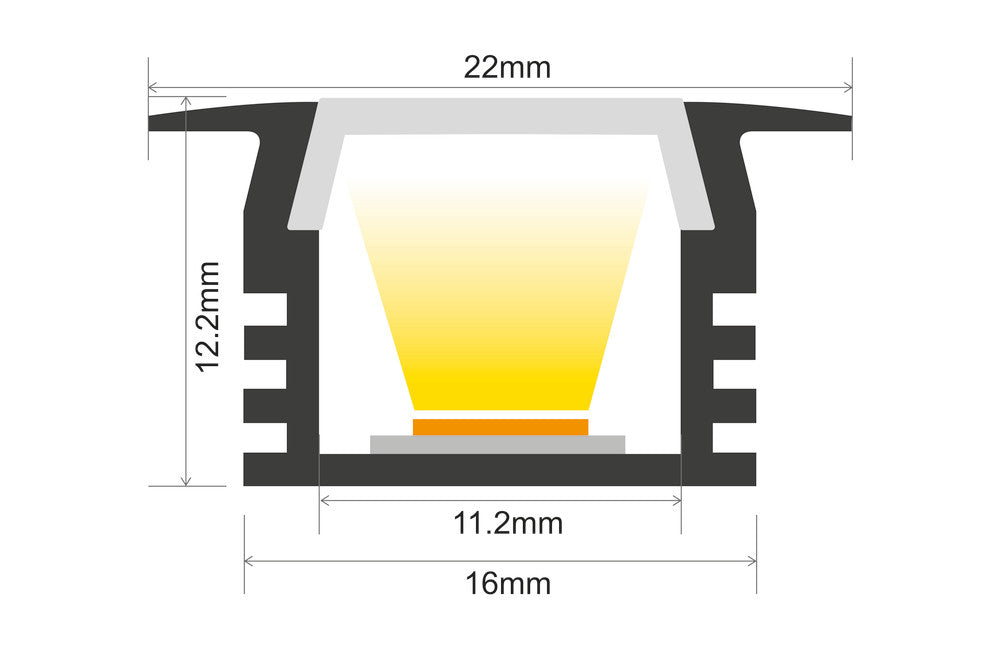 PROFILE ALUMINIUM RECESSED 1M SLIDE-IN FROSTED DIFFUSER FOR IP65 10MM WIDTH STRIP INTEGRAL - ILPFR024