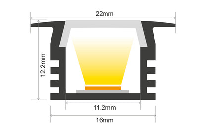 PROFILE ALUMINIUM RECESSED 2M FROSTED DIFFUSER FOR IP65 10MM WIDTH STRIP INTEGRAL - ILPFR025