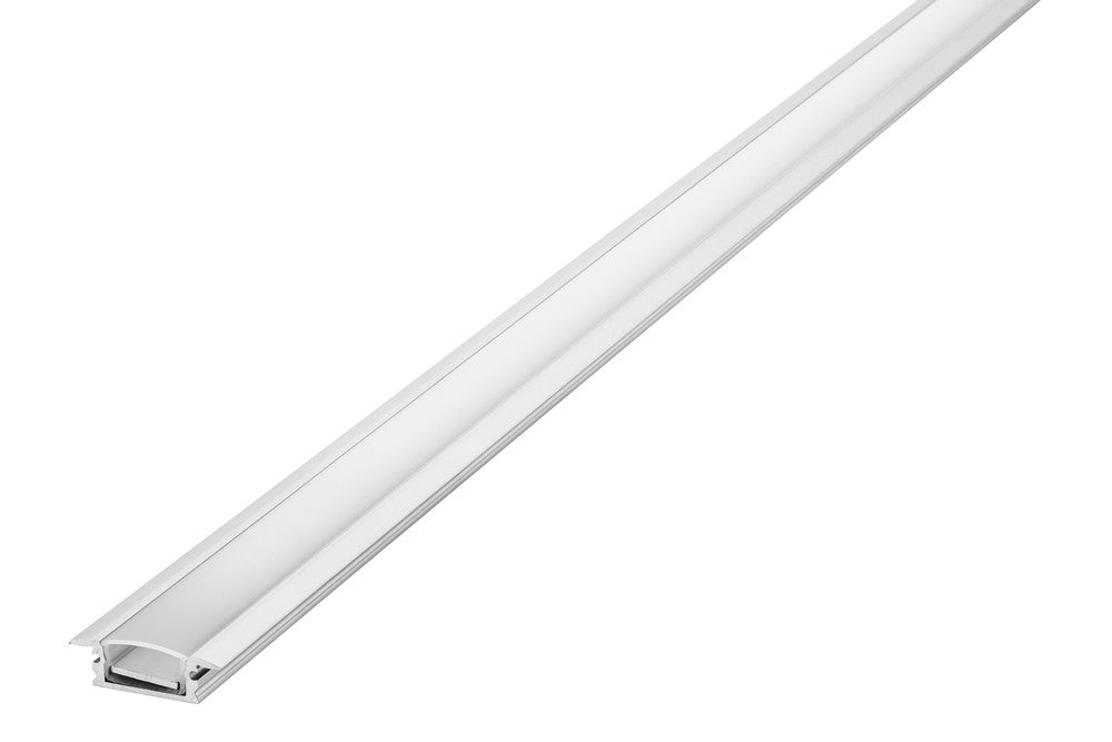 PROFILE ALUMINIUM IP65 RECESSED 1M FROSTED DIFFUSER 26.7 X 8MM FOR IP33 10MM WIDTH STRIP INCLUDE 1M PLATE 2 ENDCAPS 2 SEALING PLUGS 4 SCREWS AND 2 MOUNTING BRACKETS INTEGRAL - ILPFR076