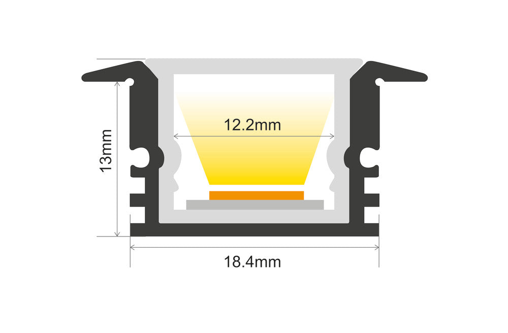 PROFILE ALUMINIUM IP65 RECESSED 1M FROSTED DIFFUSER 24.9 X 13MM FOR IP33 10MM WIDTH STRIP INCLUDE 1M PLATE 2 ENDCAPS 2 SEALING PLUGS 4 SCREWS AND 2 MOUNTING BRACKETS INTEGRAL - ILPFR083
