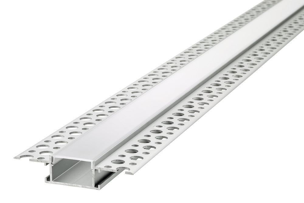 PROFILE ALUMINIUM RECESSED 2M FROSTED DIFFUSER FOR 2 X IP65 10MM WIDTH STRIP INCLUDE 2 ENDCAPS INTEGRAL - ILPFR165