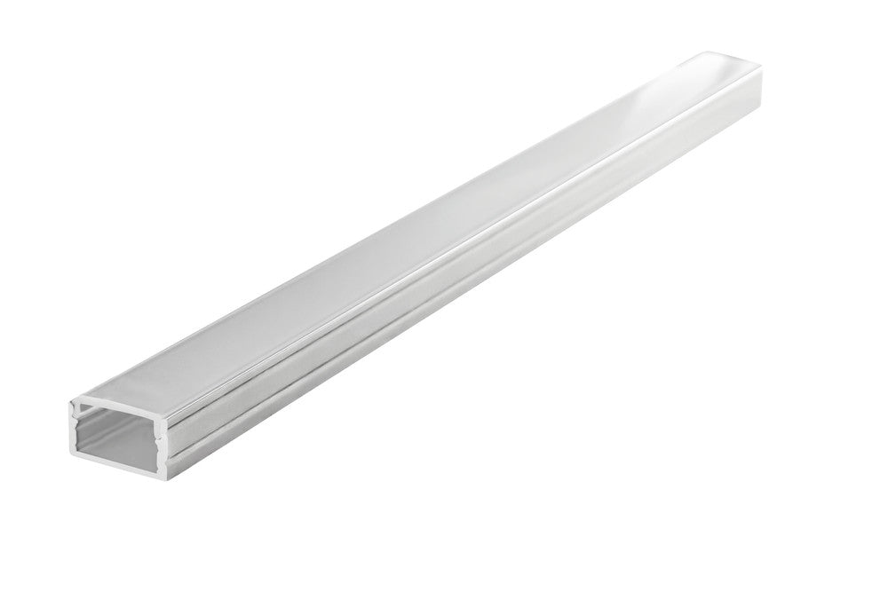 PROFILE ALUMINIUM SURFACE MOUNT 2M FROSTED DIFFUSER 18.6 X 12.5MM INCLUDE 2 ENDCAPS AND 4 MOUNTING BRACKETS - ILPFS043