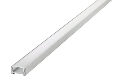 PROFILE ALUMINIUM SURFACE MOUNT 1M FROSTED DIFFUSER 16.2 X 8.57MM FOR IP33 12MM WIDTH STRIP INCLUDE 2 ENDCAPS AND 2 MOUNTING BRACKETS INTEGRAL - ILPFS048
