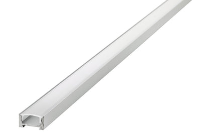 PROFILE ALUMINIUM SURFACE MOUNT 2M FROSTED DIFFUSER 16.2 X 8.57MM FOR IP33 12MM WIDTH STRIP INCLUDE 2 ENDCAPS AND 4 MOUNTING BRACKETS INTEGRAL - ILPFS049