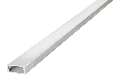 PROFILE ALUMINIUM SURFACE MOUNT 2M FROSTED DIFFUSER 22.6 X 8.5MM FOR IP65 16MM WIDTH STRIP INCLUDE 2 ENDCAPS AND 4 MOUNTING BRACKETS INTEGRAL - ILPFS054