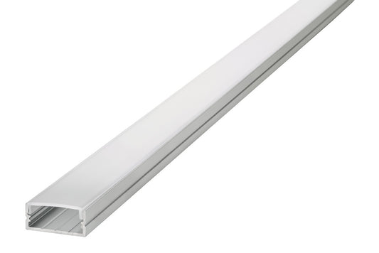 PROFILE ALUMINIUM SURFACE MOUNT 2M FROSTED DIFFUSER 23 X 10MM FOR 2 X IP33 8MM WIDTH STRIP INCLUDE 2 ENDCAPS AND 4 MOUNTING BRACKETS INTEGRAL - ILPFS063