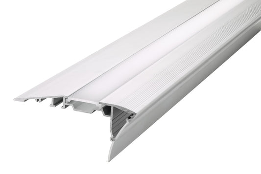 PROFILE ALUMINIUM STAIR SURFACE MOUNT 1M FROSTED DIFFUSER FOR IP33 12MM WIDTH STRIP INCLUDE 2 ENDCAPS AND 4 SCREWS INTEGRAL - ILPFS107