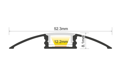 PROFILE ALUMINIUM SURFACE MOUNT 1M FROSTED DIFFUSER 52.3 X 8.1MM FOR IP65 12MM WIDTH STRIP INCLUDE 2 ENDCAPS AND 2 MOUNTING BRACKETS INTEGRAL - ILPFS102