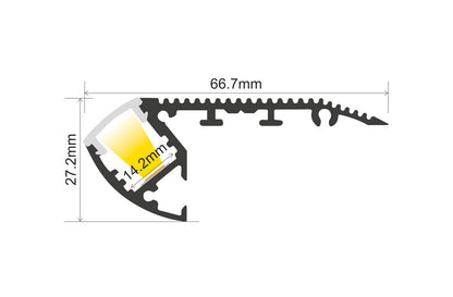 PROFILE ALUMINIUM STAIR SURFACE MOUNT 1M FROSTED DIFFUSER FOR IP33 12MM WIDTH STRIP INCLUDE 2 ENDCAPS AND 2 SCREWS INTEGRAL - ILPFS110