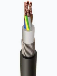 CAT5E 4Pair Screened (FTP) SWA Armoured Cable Black PVC- 1 metre