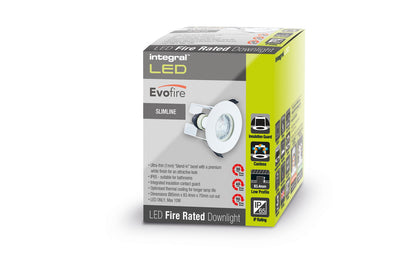 EVOFIRE FIRE RATED DOWNLIGHT 70MM CUTOUT IP65 WHITE ROUND *NO GU10 HOLDER* + INSULATION GUARD INTEGRAL - ILDLFR70D012