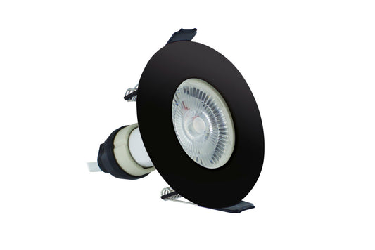EVOFIRE FIRE RATED DOWNLIGHT 70MM CUTOUT IP65 BLACK ROUND +GU10 HOLDER INTEGRAL - ILDLFR70D028