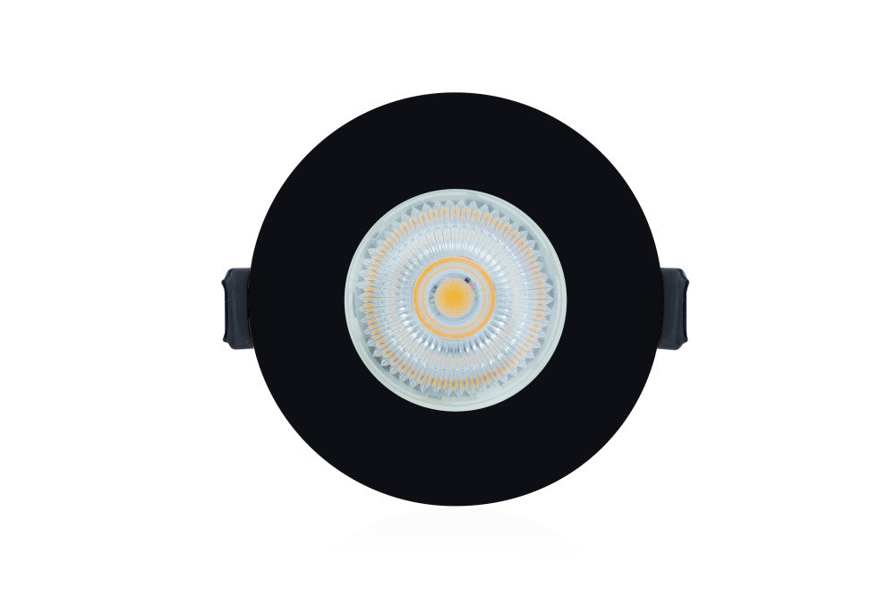 EVOFIRE FIRE RATED DOWNLIGHT 70MM CUTOUT IP65 BLACK ROUND +GU10 HOLDER & INSULATION GUARD INTEGRAL - ILDLFR70D029