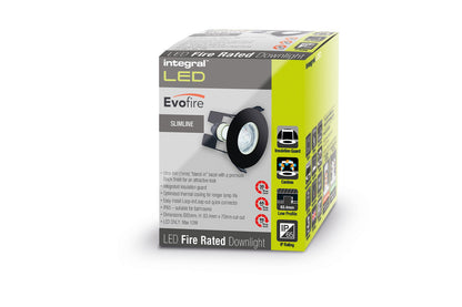EVOFIRE FIRE RATED DOWNLIGHT 70MM CUTOUT IP65 BLACK ROUND +GU10 HOLDER & INSULATION GUARD INTEGRAL - ILDLFR70D029