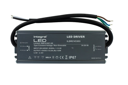 CONSTANT VOLTAGE DRIVER 150W 24VDC IP67 NON-DIMM 200-240V INPUT INTEGRAL - ILDRCVC053