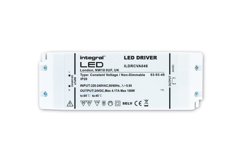CONSTANT VOLTAGE DRIVER 100W 24VDC IP20 NON-DIMM 200-240V INPUT INTEGRAL - ILDRCVA048