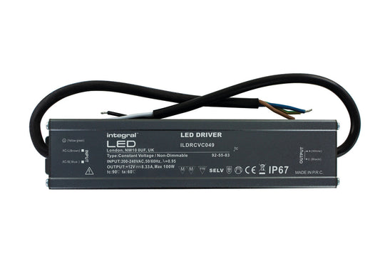 CONSTANT VOLTAGE DRIVER 100W 12VDC IP67 NON-DIMM 200-240V INPUT INTEGRAL - ILDRCVC049