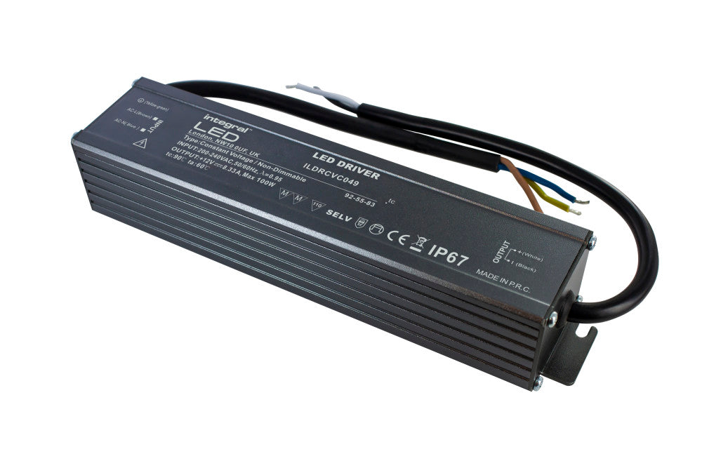 CONSTANT VOLTAGE DRIVER 100W 12VDC IP67 NON-DIMM 200-240V INPUT INTEGRAL - ILDRCVC049