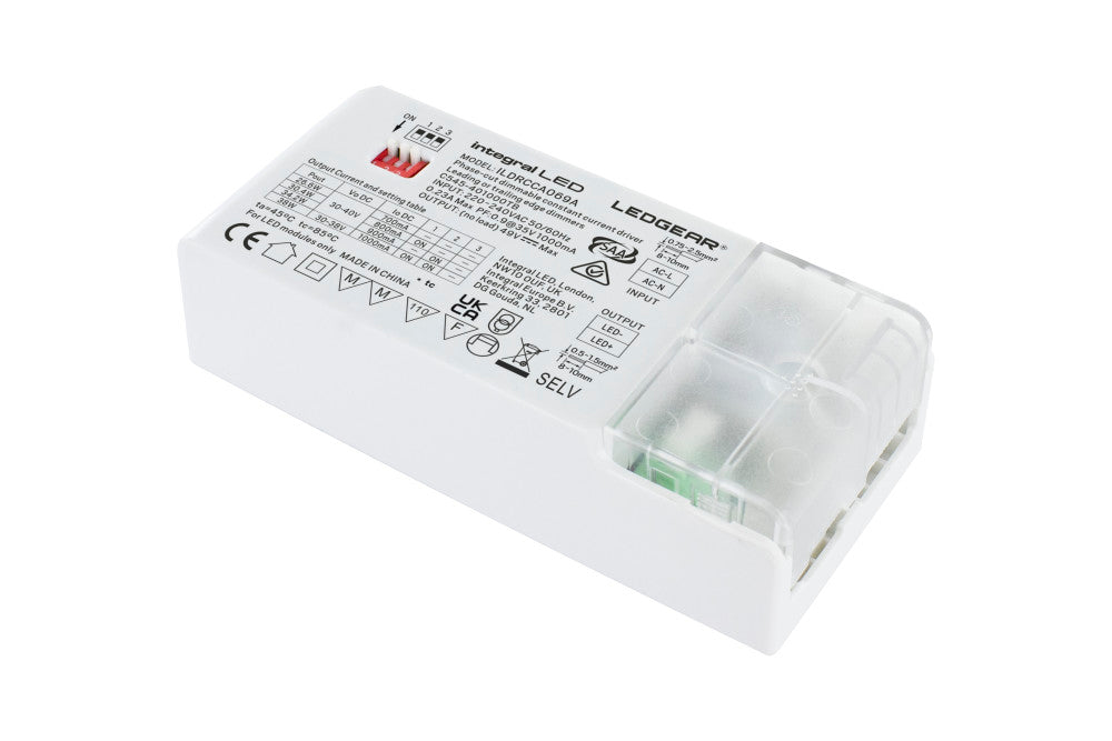 CONSTANT CURRENT DRIVER ADJUSTABLE OUTPUT 26.6-38W 700-1000MA IP20 TRIAC DIMMABLE 30-40V OUTPUT INTEGRAL - ILDRCCA069A
