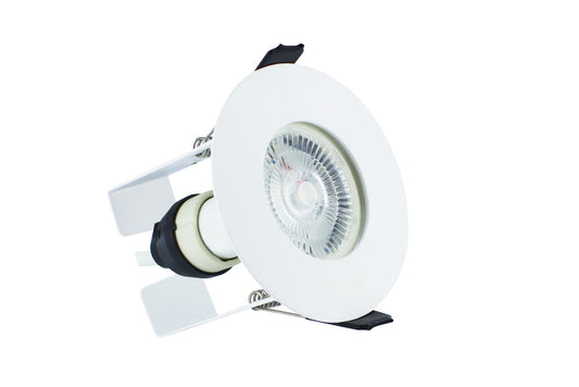 EVOFIRE FIRE RATED DOWNLIGHT 70MM CUTOUT IP65 WHITE ROUND *NO GU10 HOLDER* + INSULATION GUARD INTEGRAL - ILDLFR70D012