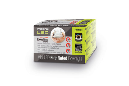 EVOFIRE MINI FIRE RATED DOWNLIGHT 45MM CUTOUT IP65 SATIN NICKEL ROUND INTEGRAL - ILDLFR45D038